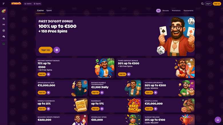 Spinania Casino — Promotions page
