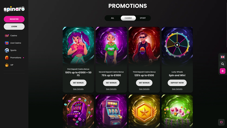 Spinaro — Promotions page