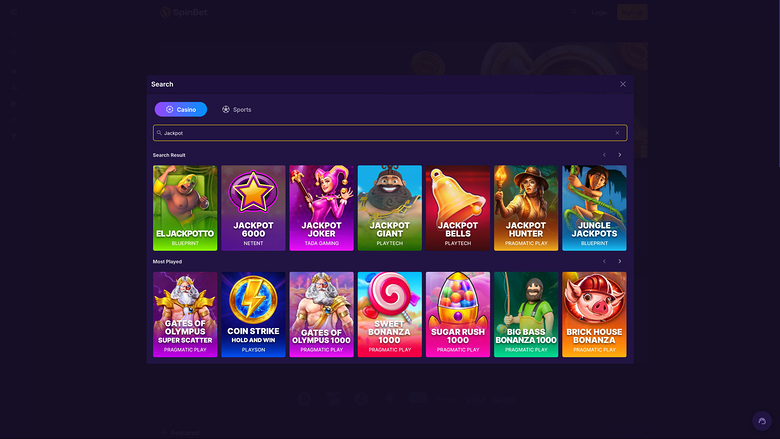 SpinBet Casino — Jackpot games