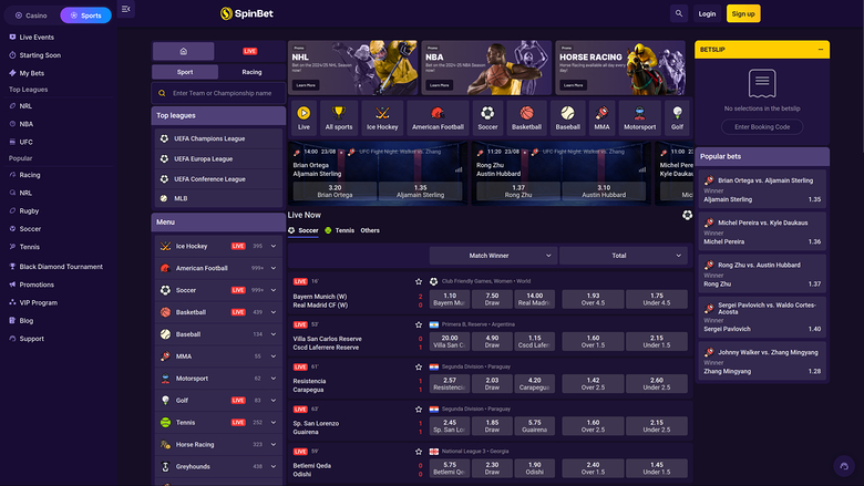 SpinBet Casino — Sportsbook