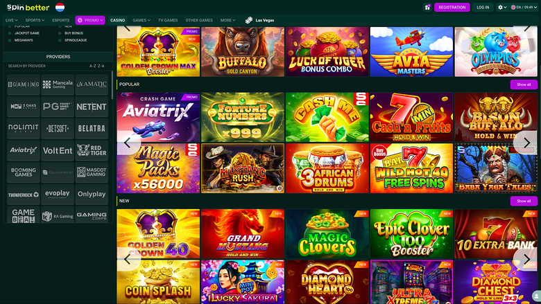 SpinBetter Casino — Games by studio