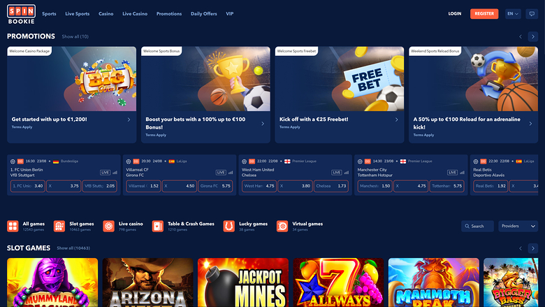 Spinbookie Casino — Homepage
