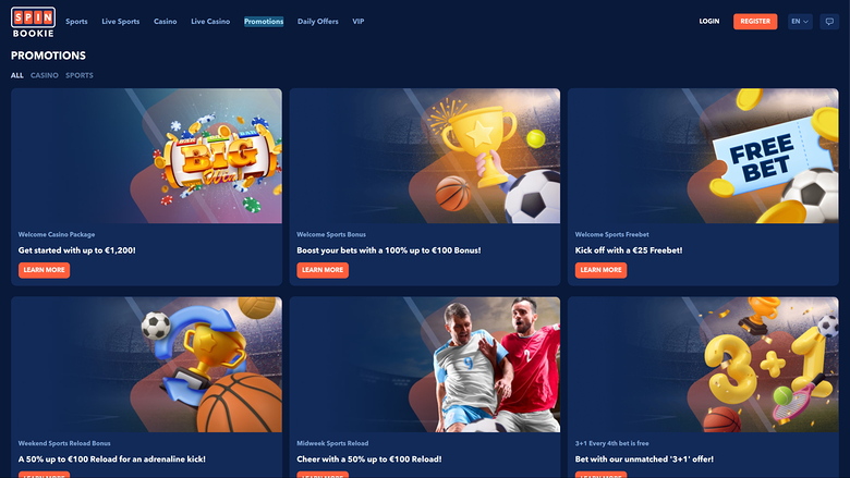 Spinbookie Casino — Promotions page