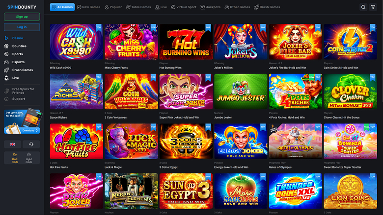 SpinBounty Casino — Games lobby