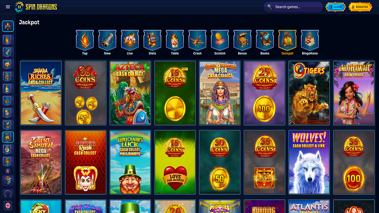 SpinDragons Casino — Jackpot games