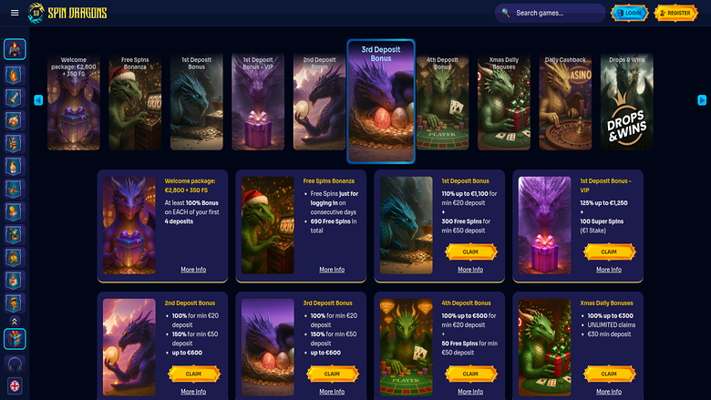 SpinDragons Casino — Promotions page