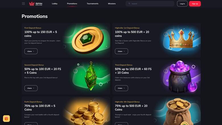 SpinEmpire Casino — Promotions page