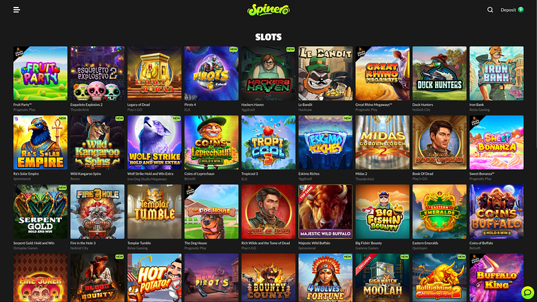 Spinero — Games lobby