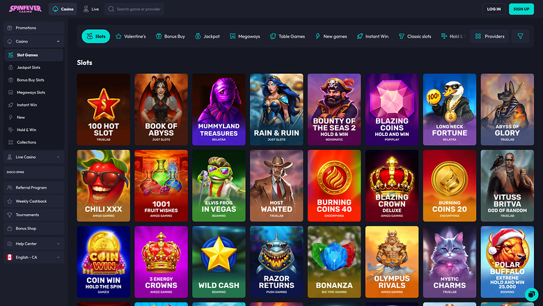 SpinFever Casino — Games lobby