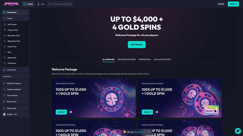SpinFever Casino — Promotions page