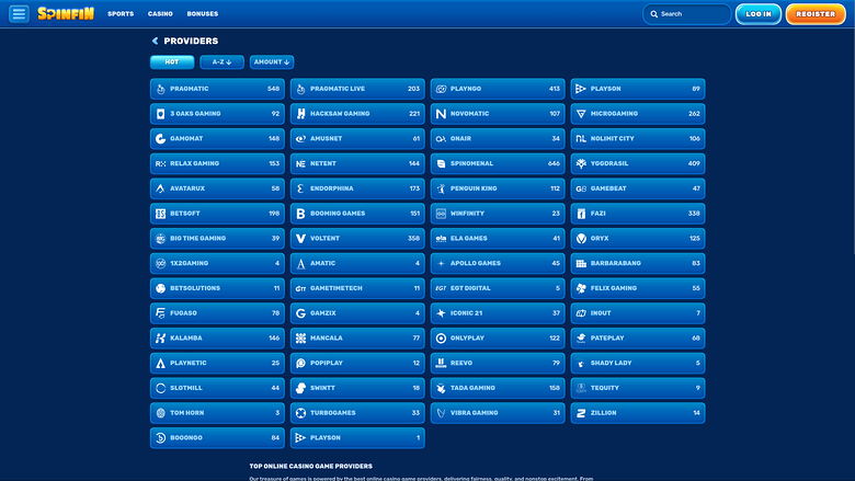 Spinfin Casino — Gamedevelopers