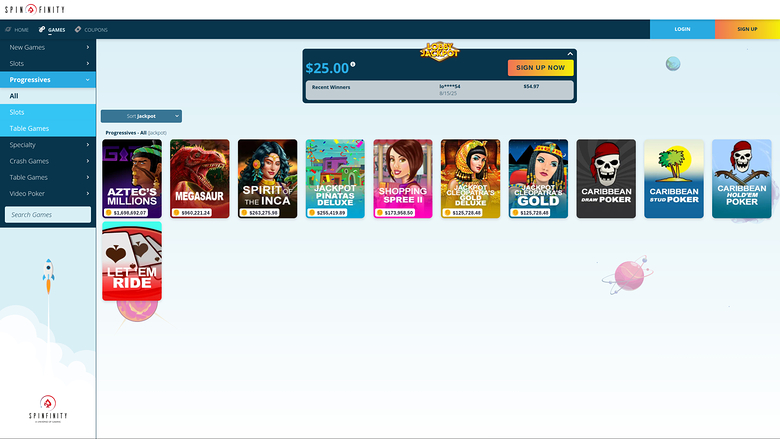 Spinfinity Casino — Jackpot games