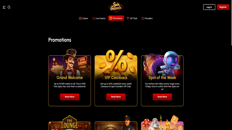 SpinGrande Casino — Promotions page