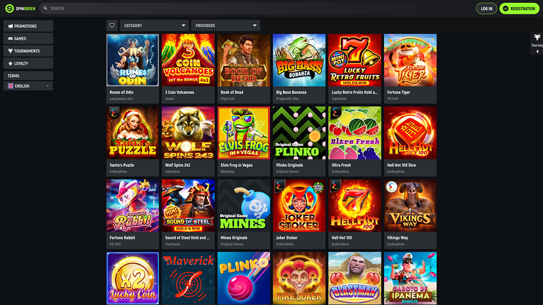 SpinGreen Casino — Games lobby