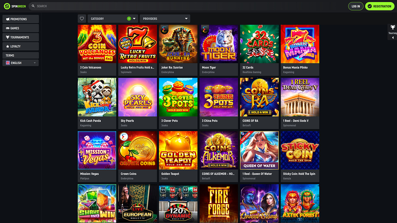 SpinGreen Casino — Jackpot games