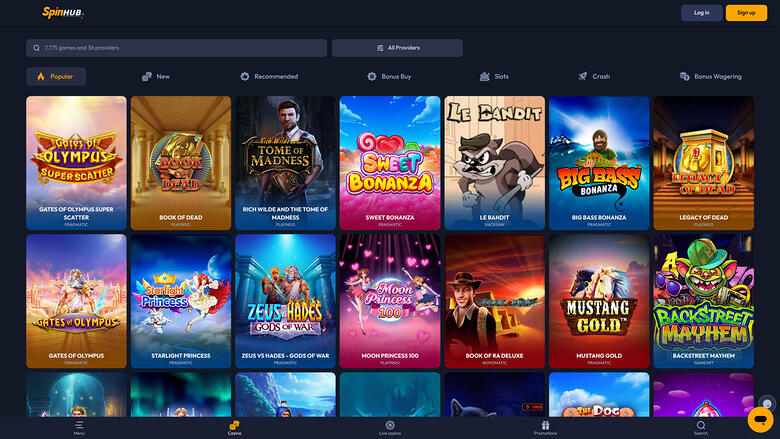 Spinhub Casino — Games lobby