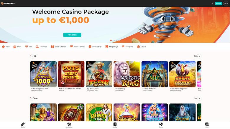 Spininio Casino — Homepage