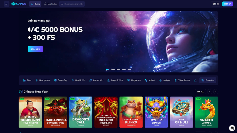 Spinjo Casino — Homepage