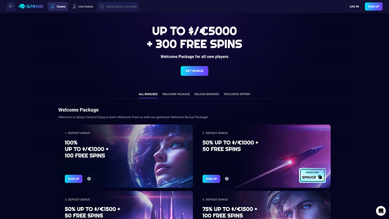 Spinjo Casino — Promotions page