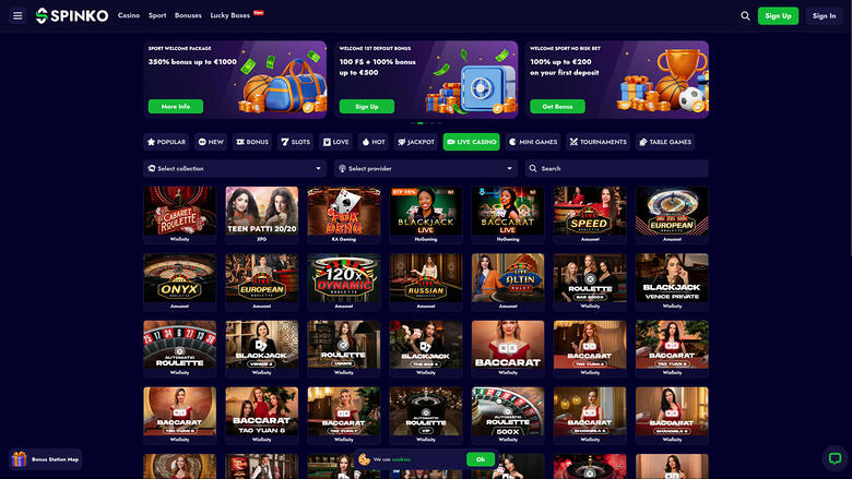 Spinko Casino — Livedealer