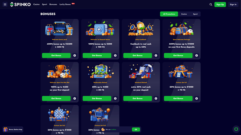Spinko Casino — Promotions page