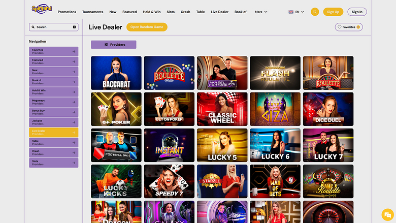 Spinland.bet Casino — Live dealer lobby