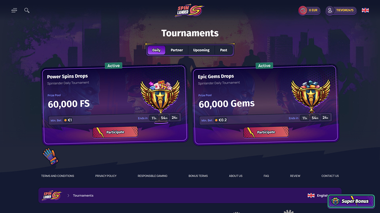 Spinlander Casino — Tournaments