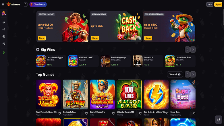 Spinmacho Casino — Homepage
