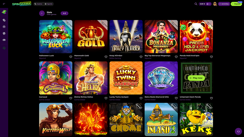 Spinmama Casino — Games lobby