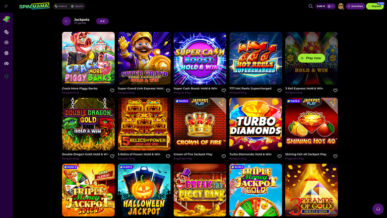 Spinmama Casino — Jackpot games