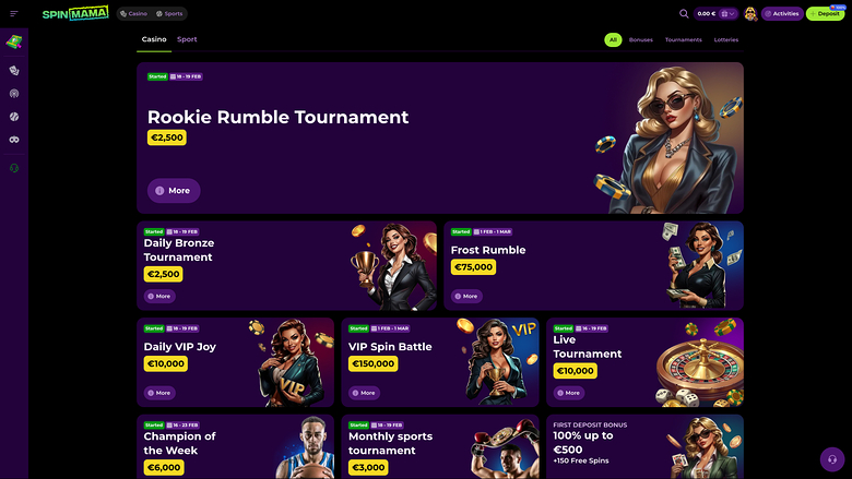 Spinmama Casino — Promotions page