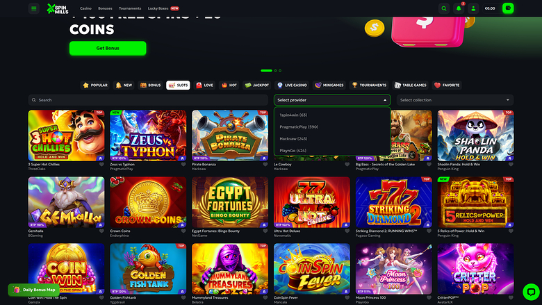 Spinmills Casino — Games by studio