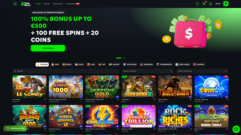Spinmills Casino — Games lobby