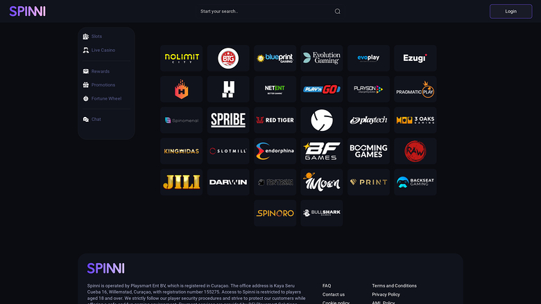 Spinni Casino — Games by studio