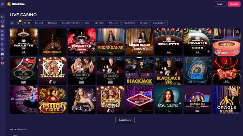 Spinorhino Casino — Live