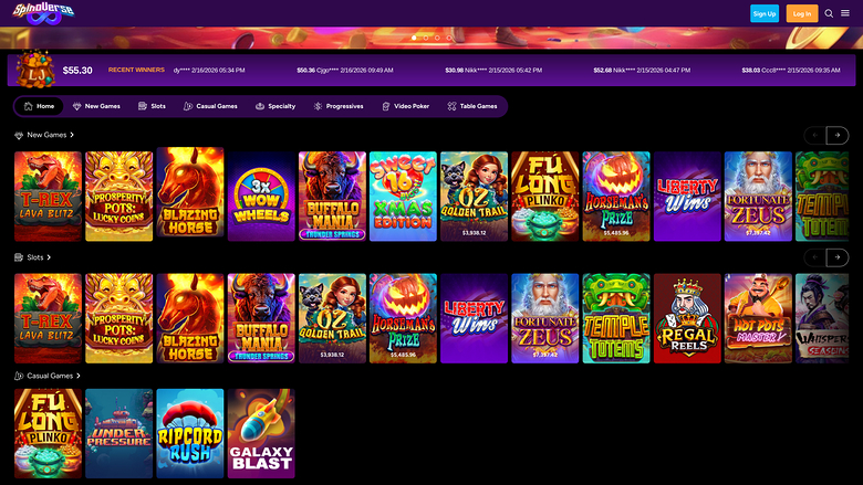 Spinoverse Casino — Games lobby