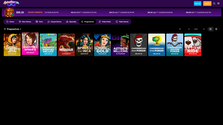 Spinoverse Casino — Jackpot games