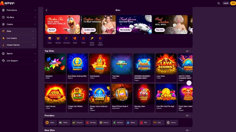SpinPin Casino — Games lobby