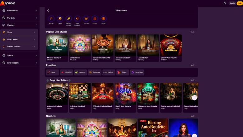 SpinPin Casino — Live