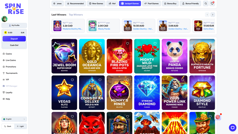 Spinrise Casino — Jackpot games
