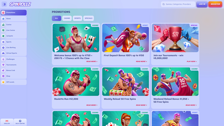 Spinrollz Casino — Promotions page
