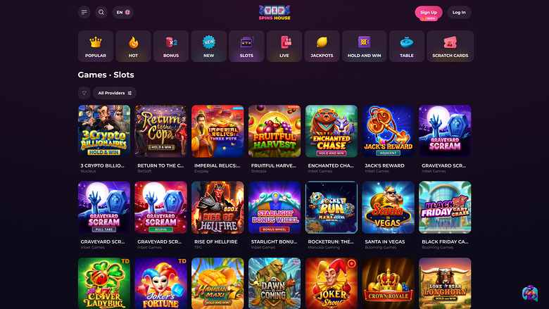 Spins House Casino — Games lobby