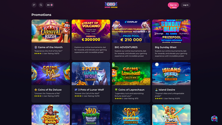Spins House Casino — Promotions page
