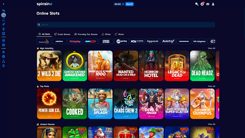 Spinsino Casino — Games by studio