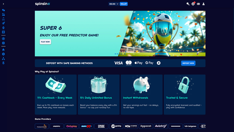 Spinsino Casino — Homepage