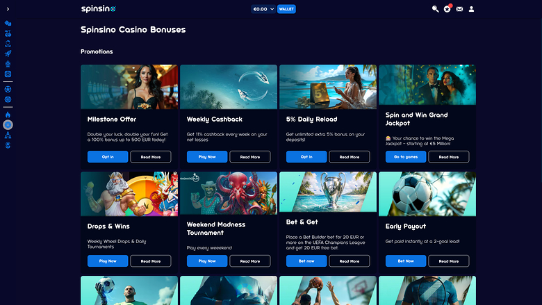 Spinsino Casino — Promotions page