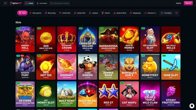 SpinsUp Casino — Games lobby