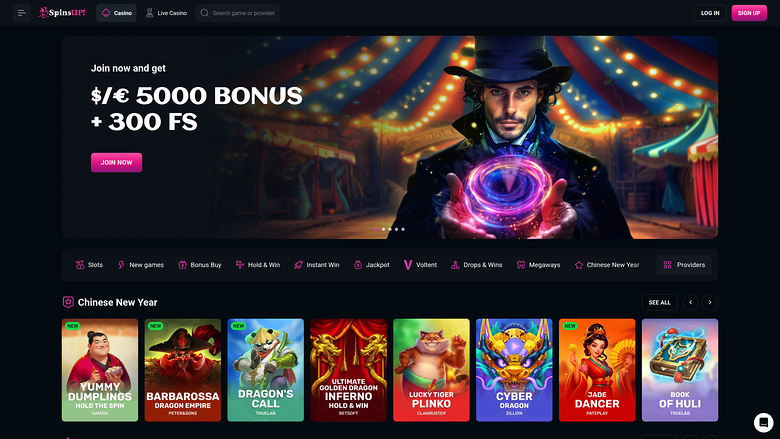 SpinsUp Casino — Homepage