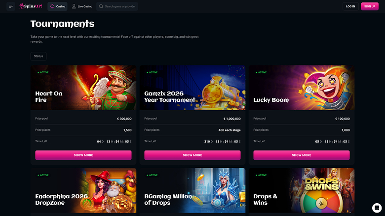 SpinsUp Casino — Tournaments