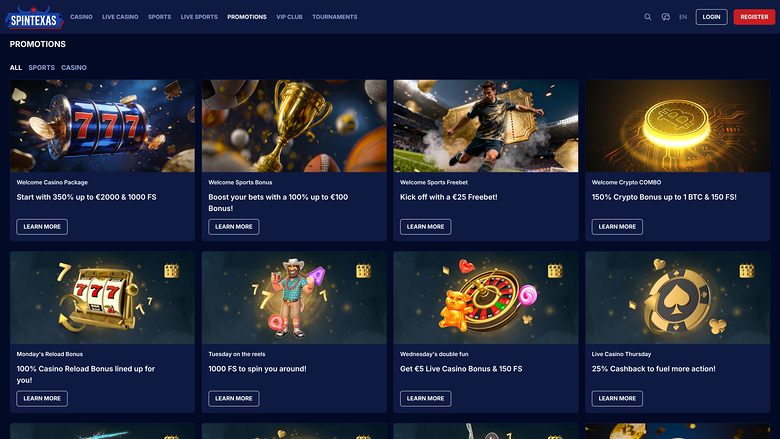 SpinTexas Casino — Promotions page